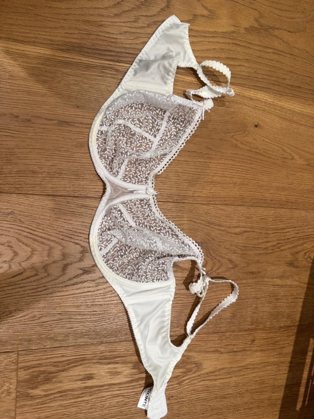 Sheer Lace Unlined White Bra with Delicate Embroidery